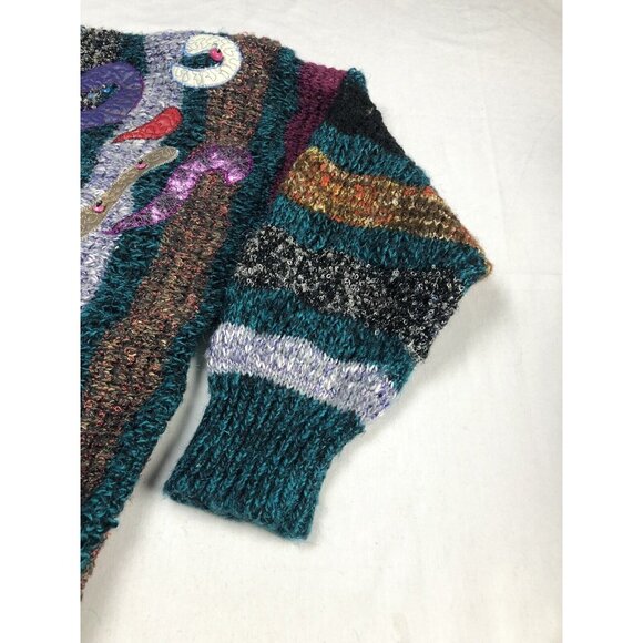 Jocelyn Smith Sweater Cardigan Woman Multicolor Embroidered Knit Size Large - Picture 2 of 8